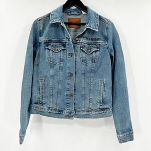 Levi Strauss & Co Original Riveted Denim Jacket Blue Trucker Style Size L